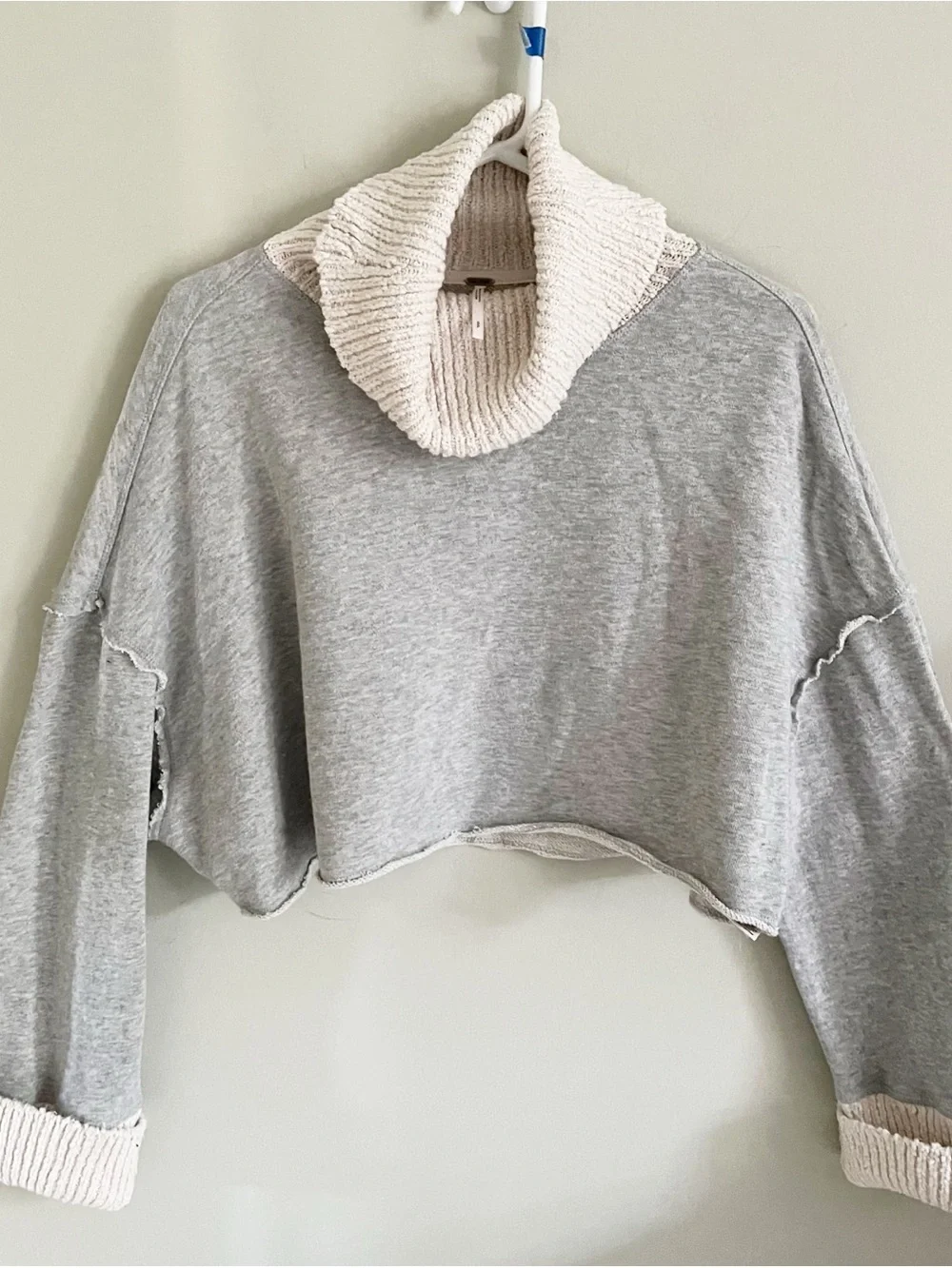 Free People gray cropped sweatshirt with cowl neck